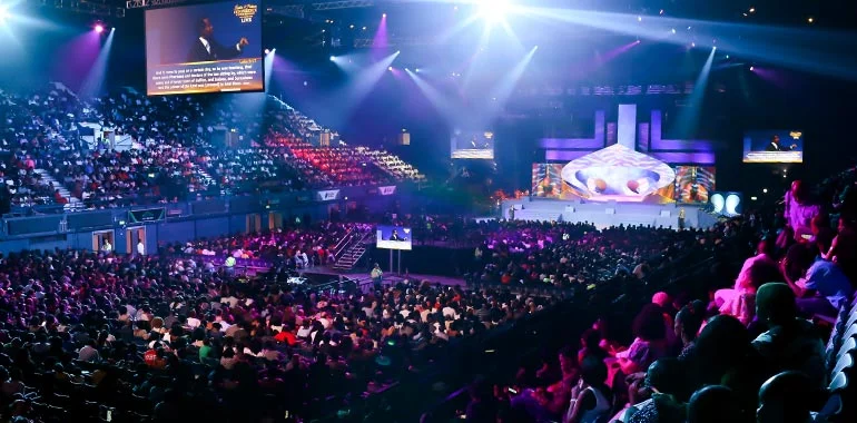 Worship - Thousands gathered in worship and praise